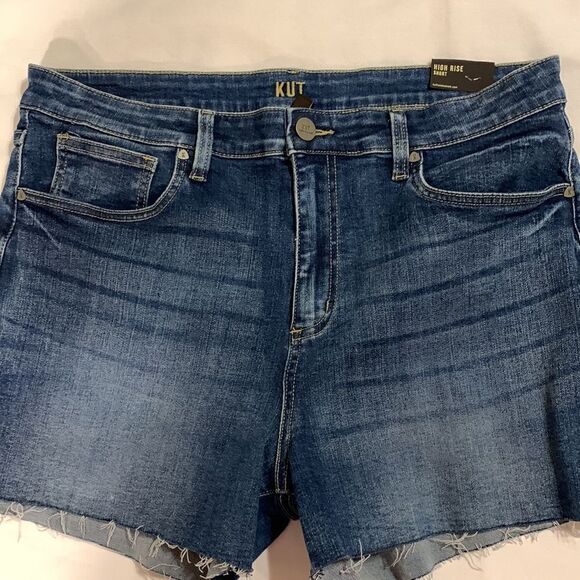 Kut from the Kloth Size 16 high waist denim shorts NWT distressed hemline - Picture 10 of 11